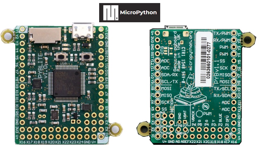 MicroPython - Pyboard front and rear